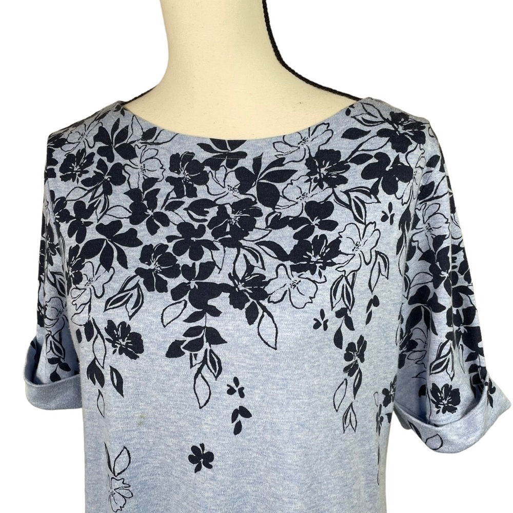 Karen Scott Sport Blue Floral Knit Dress - Picture 6 of 7